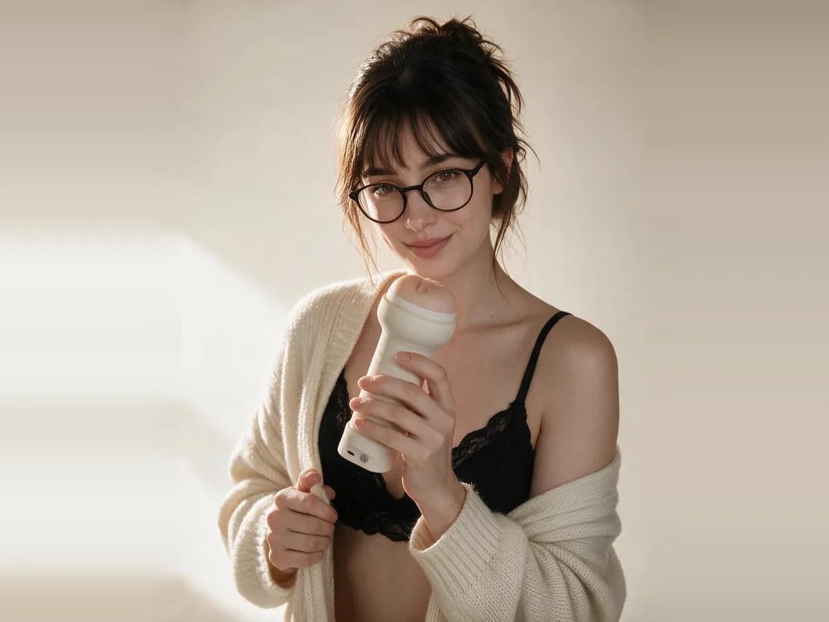 A woman holding the SynKink F1 in one hand